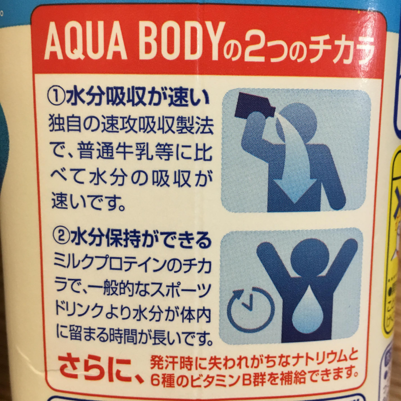aqua bodyはたんぱく質と塩分が多めで夏場の水分補給に良い